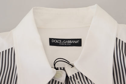 Dolce &amp;amp; Gabbana Svartvit Randig Mönstrad Avslappnad Bomullsskjorta