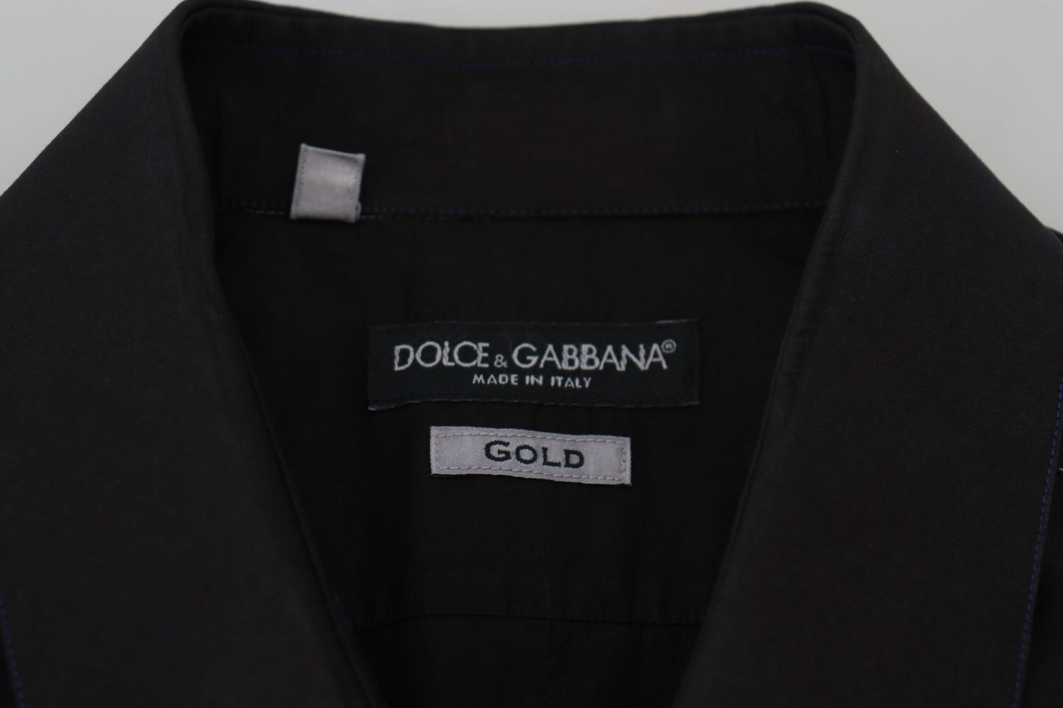Dolce &amp; Gabbana Black Cotton Collared Long Sleeve GOLD Shirt
