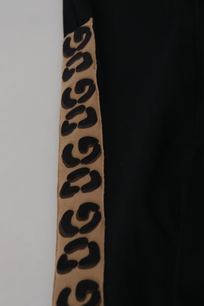 Dolce &amp; Gabbana Black Cotton Elastic Waist DG Logo Cropped Pants