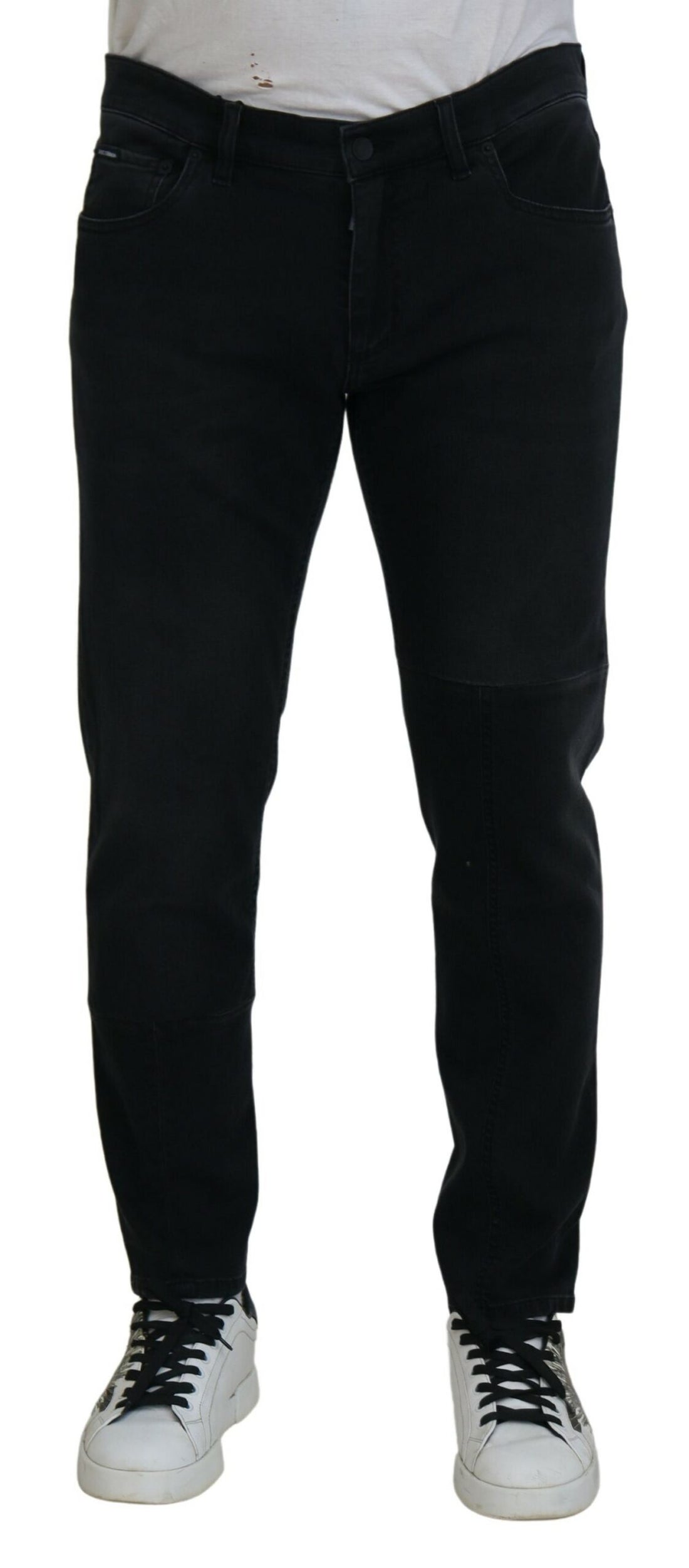 Dolce &amp; Gabbana Black Angel Embroidery Skinny Denim Jeans