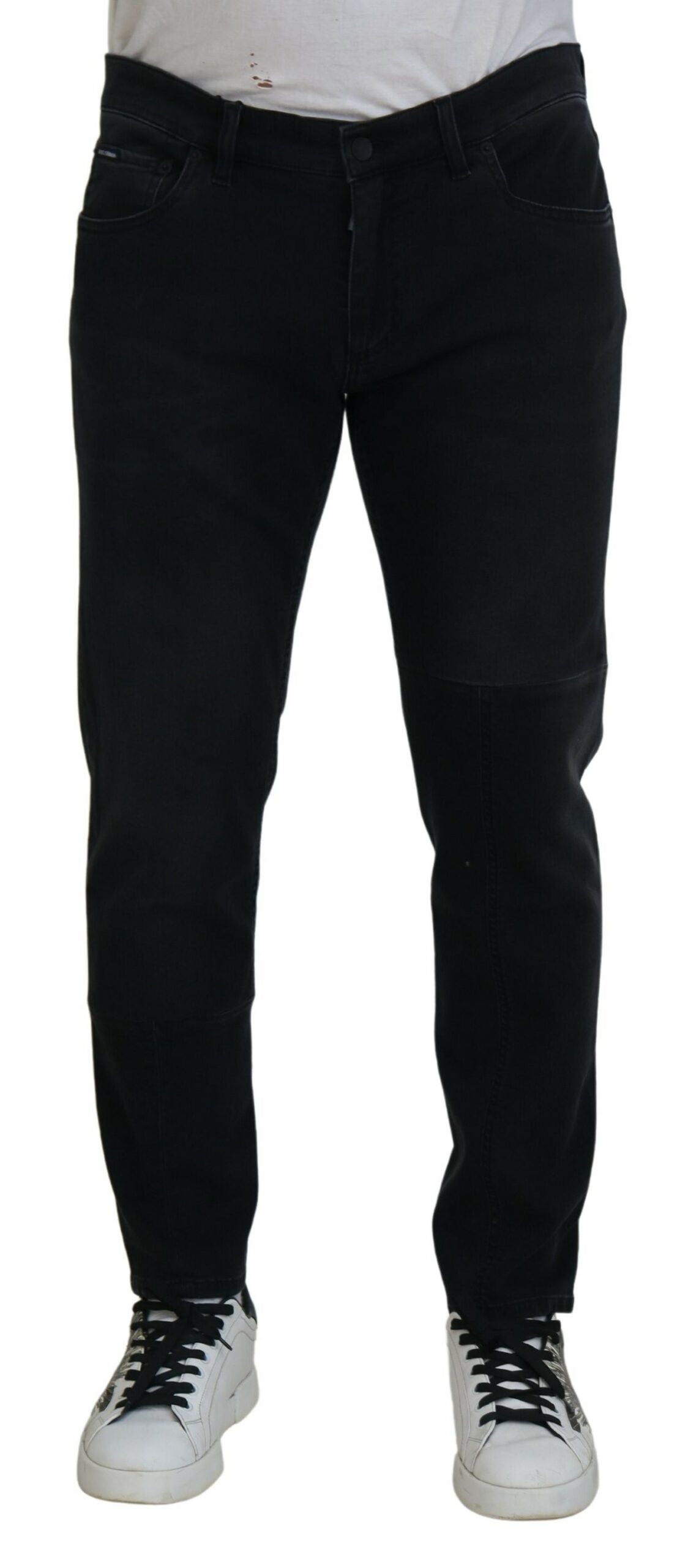 Dolce &amp; Gabbana Black Angel Embroidery Skinny Denim Jeans