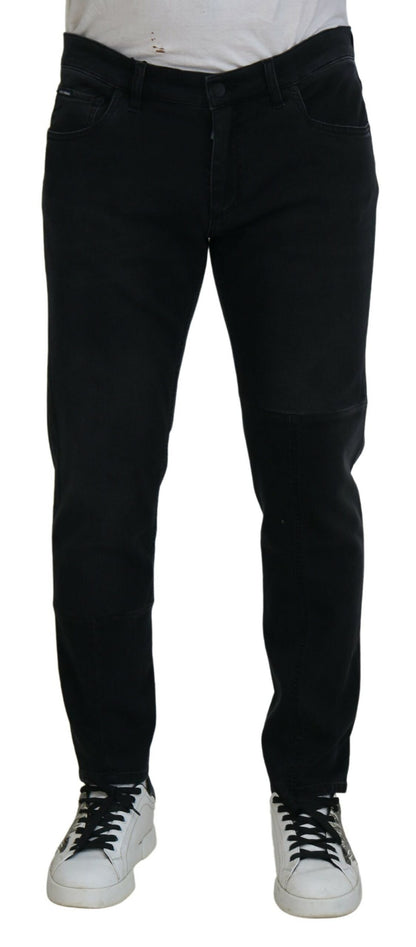 Dolce &amp; Gabbana Black Angel Embroidery Skinny Denim Jeans