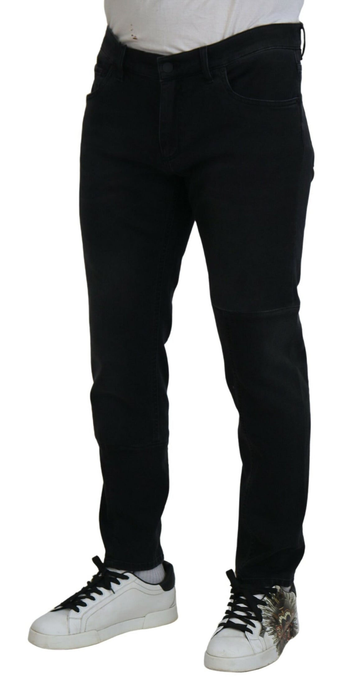 Dolce &amp; Gabbana Black Angel Embroidery Skinny Denim Jeans
