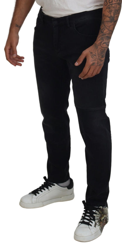 Dolce &amp; Gabbana Black Angel Embroidery Skinny Denim Jeans