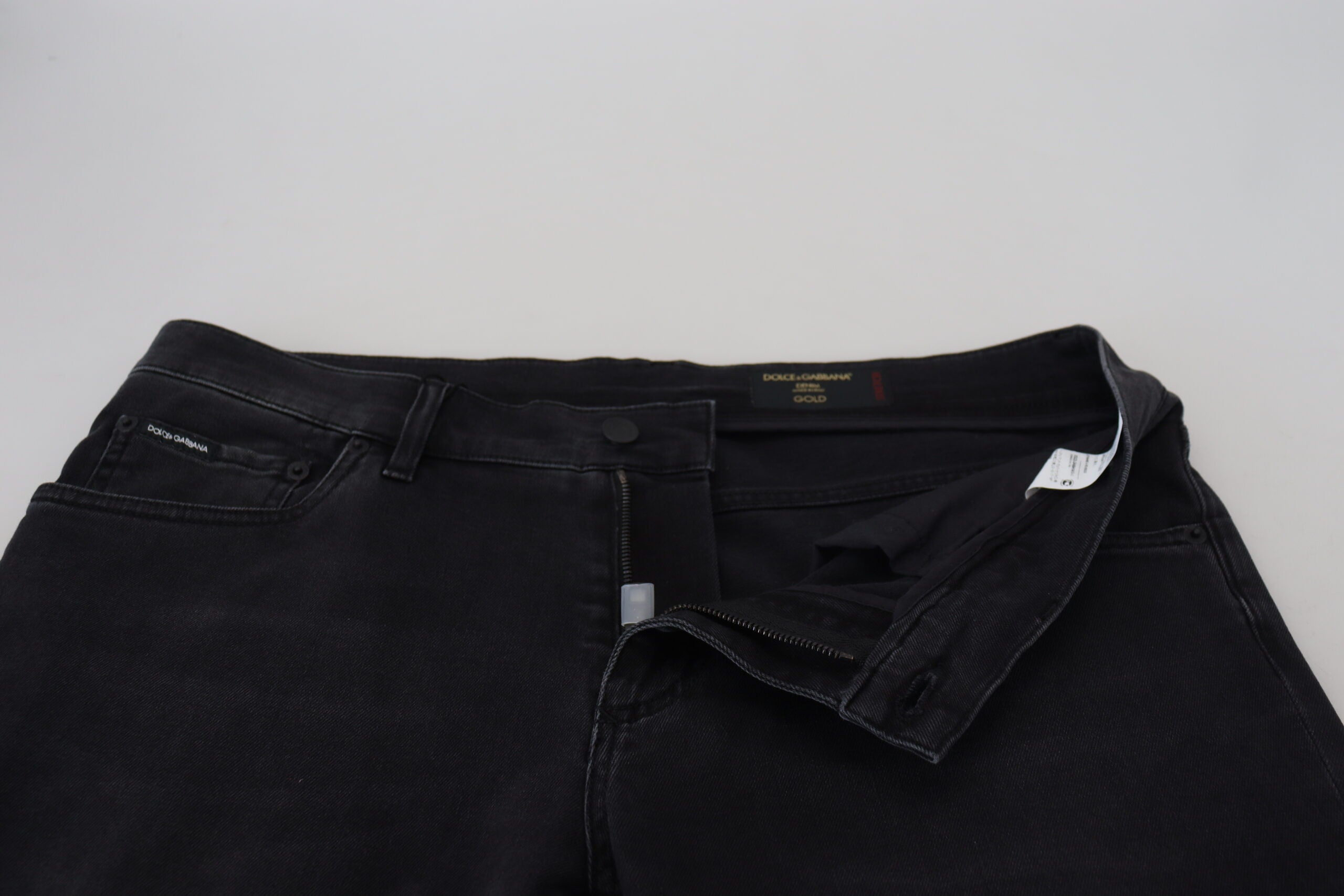 Dolce &amp; Gabbana Black Angel Embroidery Skinny Denim Jeans
