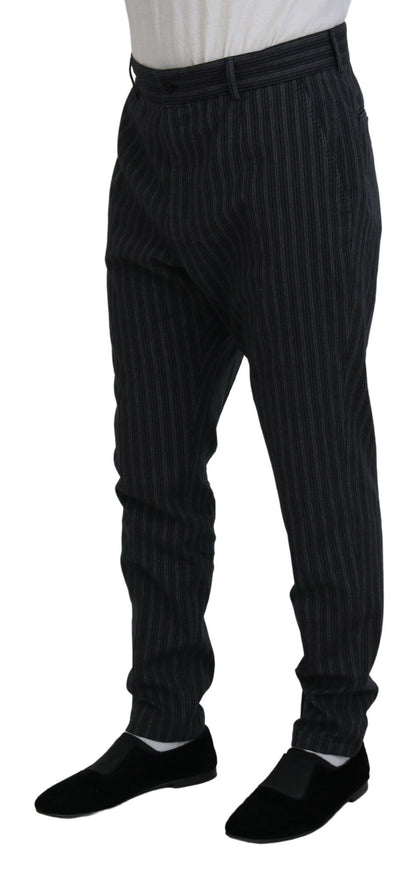 Dolce &amp; Gabbana Dark Gray Stripes Chino Dress Pants