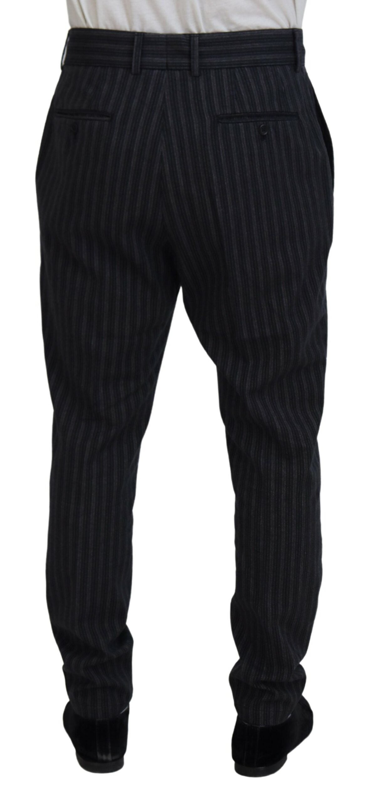 Dolce &amp; Gabbana Dark Gray Stripes Chino Dress Pants