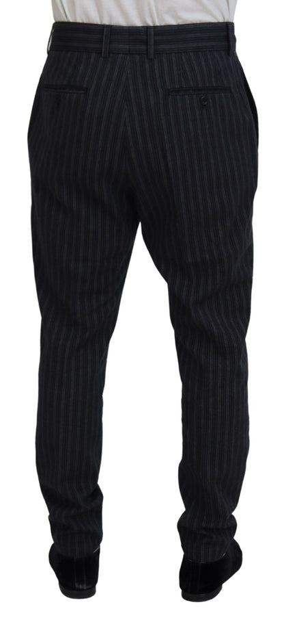 Dolce &amp; Gabbana Dark Gray Stripes Chino Dress Pants