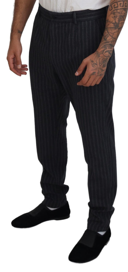 Dolce &amp; Gabbana Dark Gray Stripes Chino Dress Pants