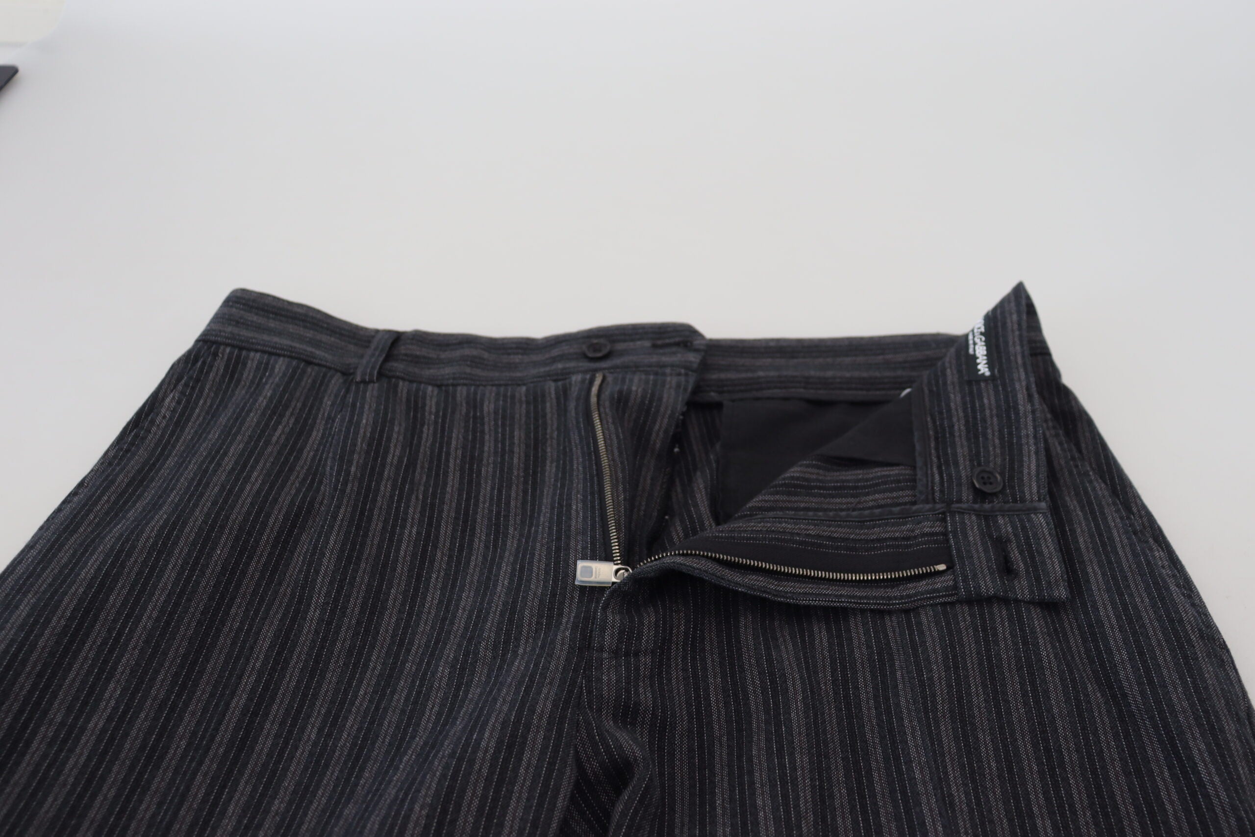 Dolce &amp; Gabbana Dark Gray Stripes Chino Dress Pants