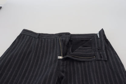 Dolce &amp; Gabbana Dark Gray Stripes Chino Dress Pants