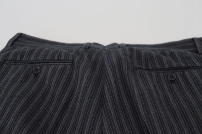 Dolce &amp; Gabbana Dark Gray Stripes Chino Dress Pants