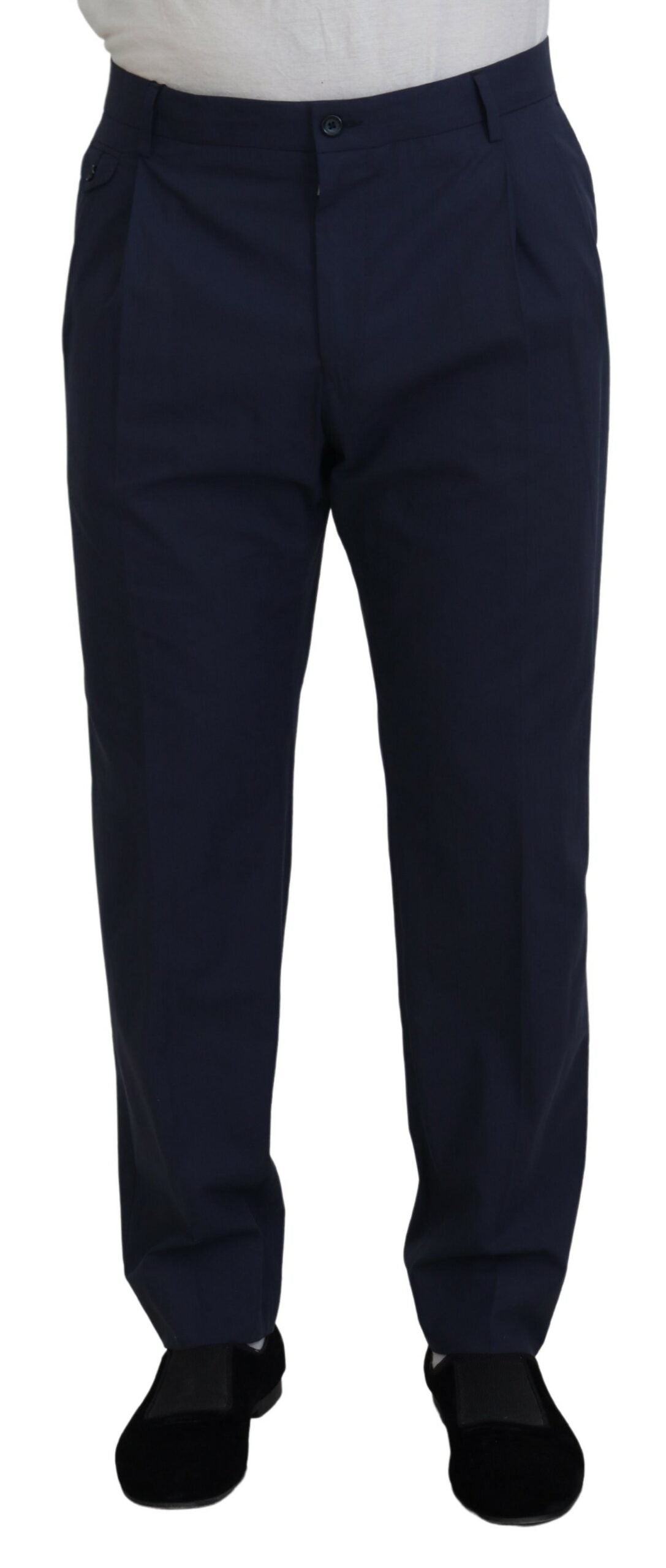 Dolce &amp; Gabbana Dark Blue Cotton Chino Formal Pants