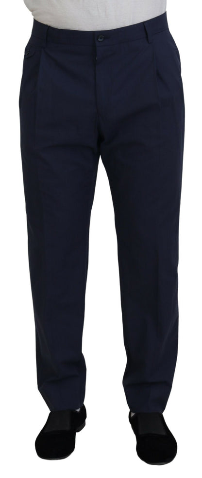 Dolce &amp; Gabbana Dark Blue Cotton Chino Formal Pants