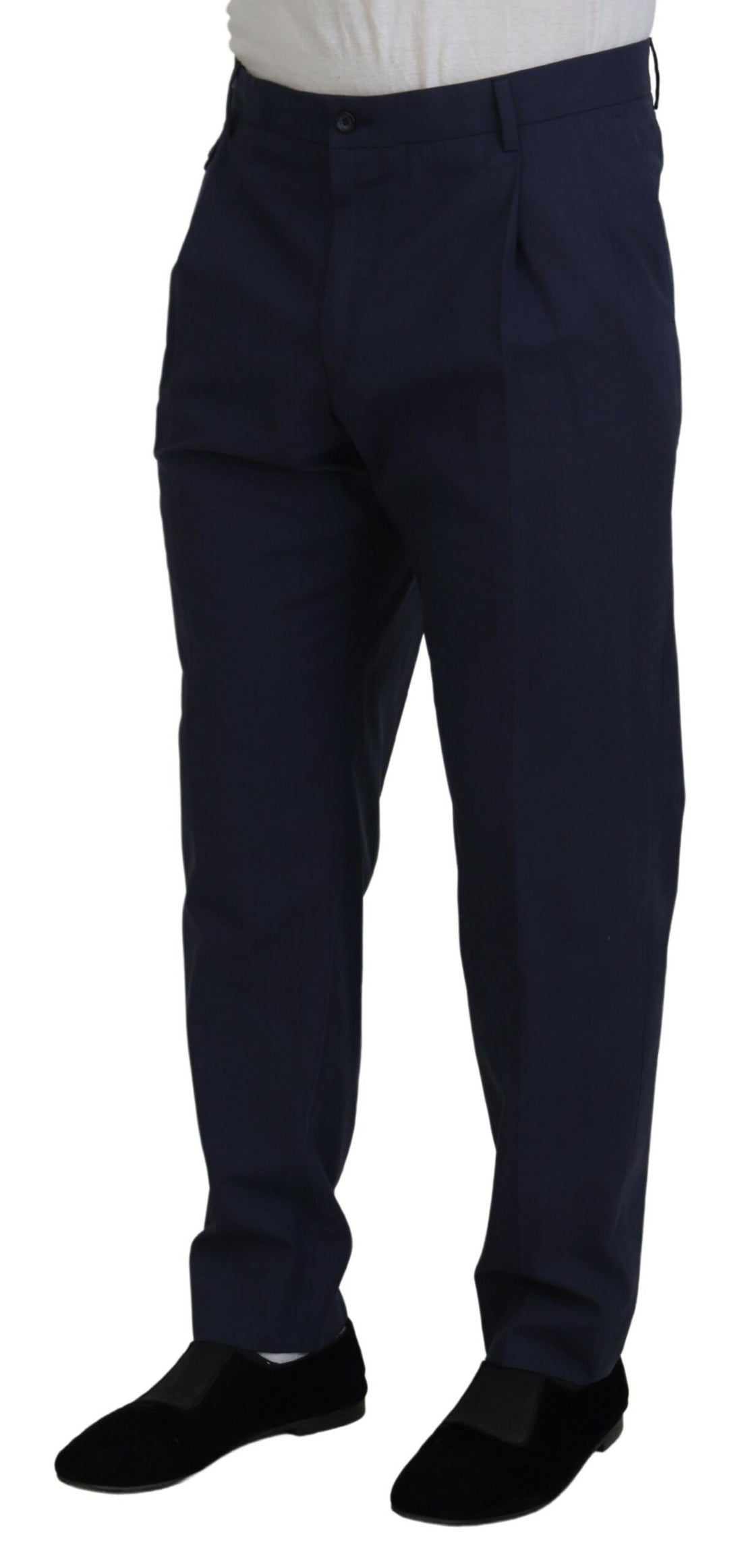 Dolce &amp; Gabbana Dark Blue Cotton Chino Formal Pants