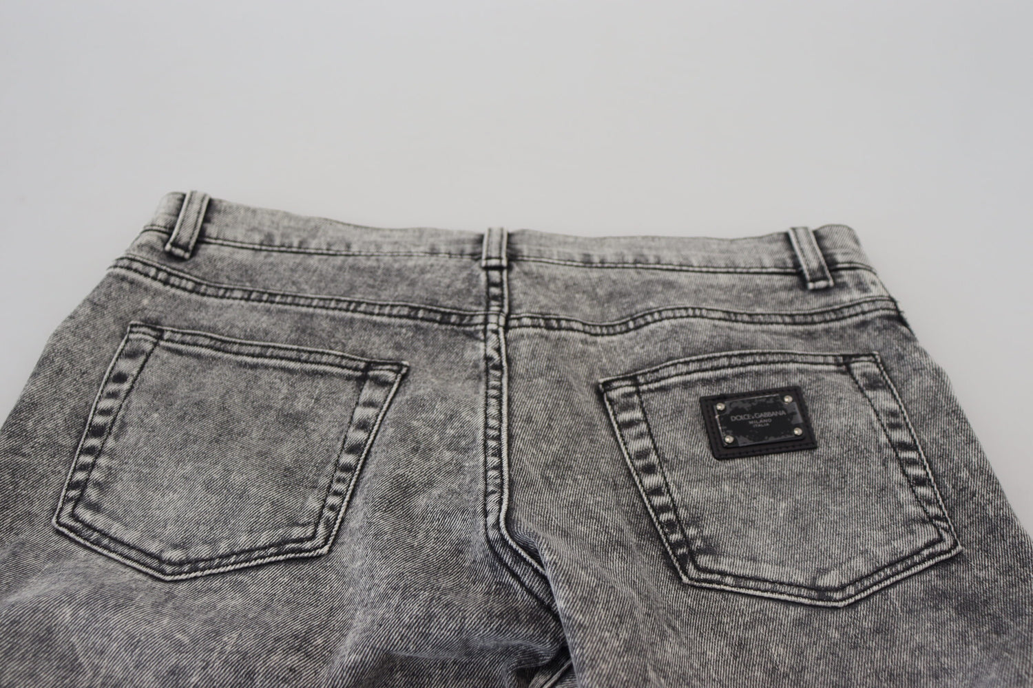 Dolce &amp; Gabbana Grey Washed Cotton Slim Fit Men Denim Jeans