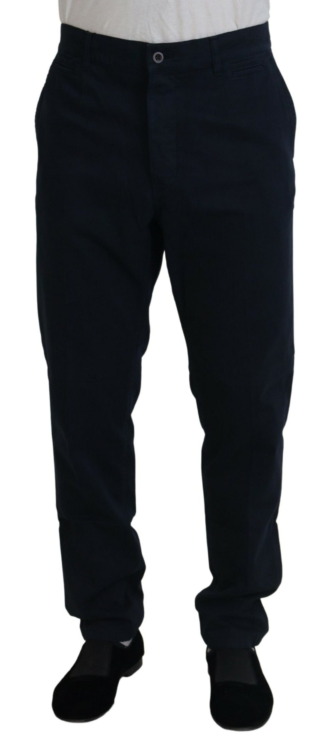 Dolce &amp; Gabbana Blue Cotton Dress Formal Men Pants