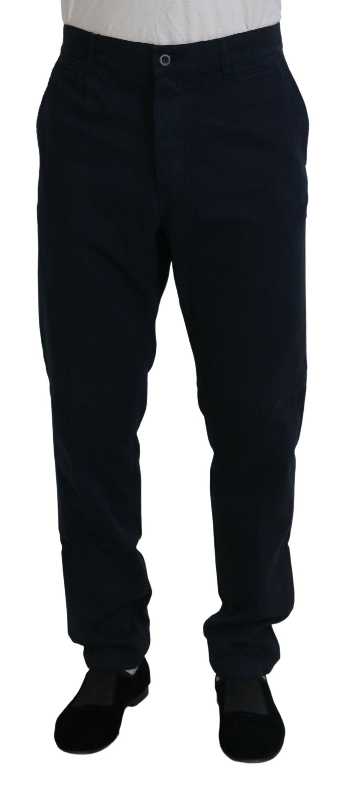 Dolce &amp; Gabbana Blue Cotton Dress Formal Men Pants