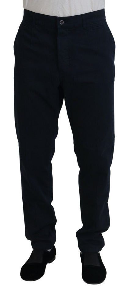 Dolce &amp; Gabbana Blue Cotton Dress Formal Men Pants