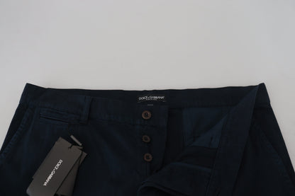 Dolce &amp; Gabbana Blue Cotton Dress Formal Men Pants
