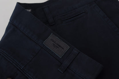 Dolce &amp; Gabbana Blue Cotton Dress Formal Men Pants