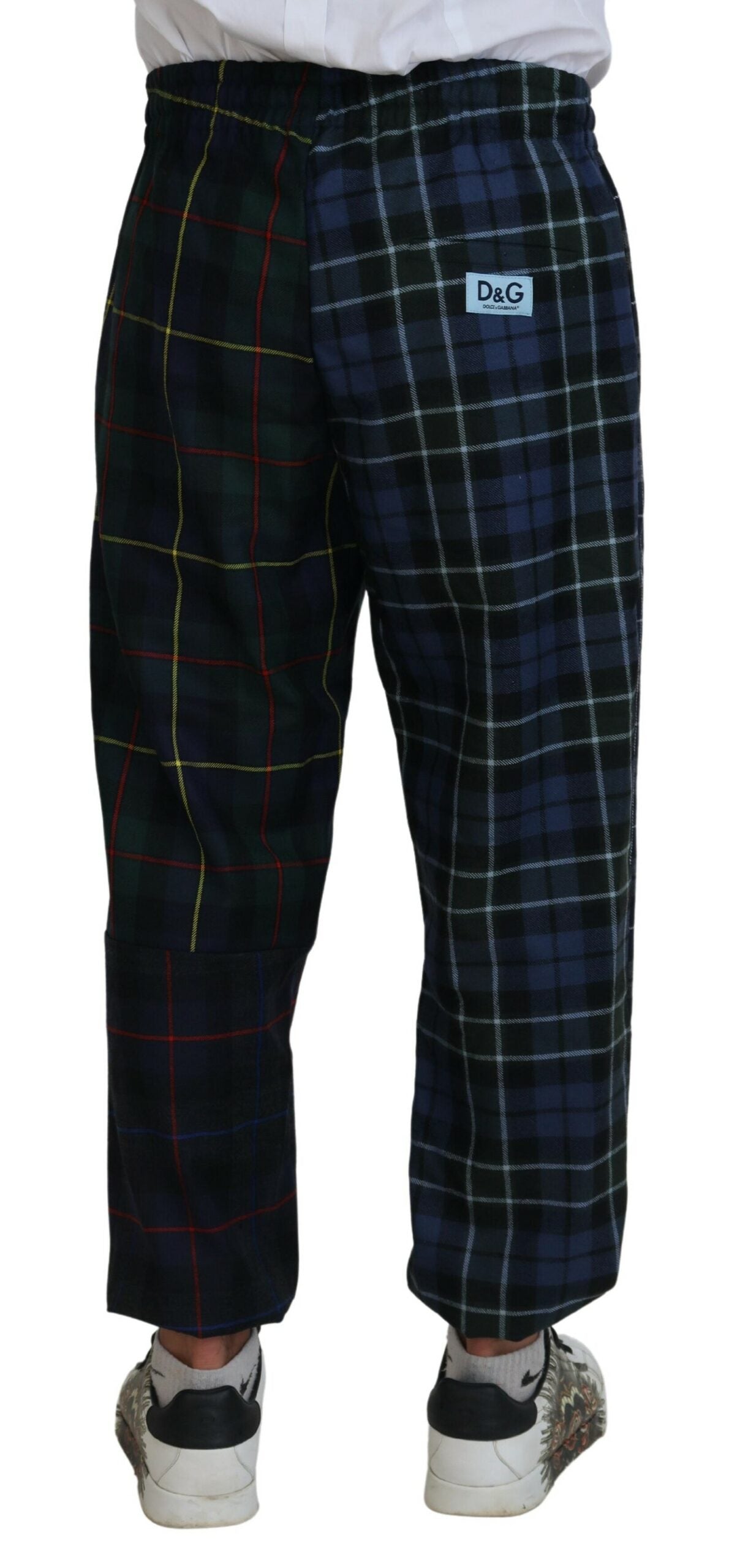 Dolce &amp; Gabbana Multicolor Checkered Wool Men Jogger Pants