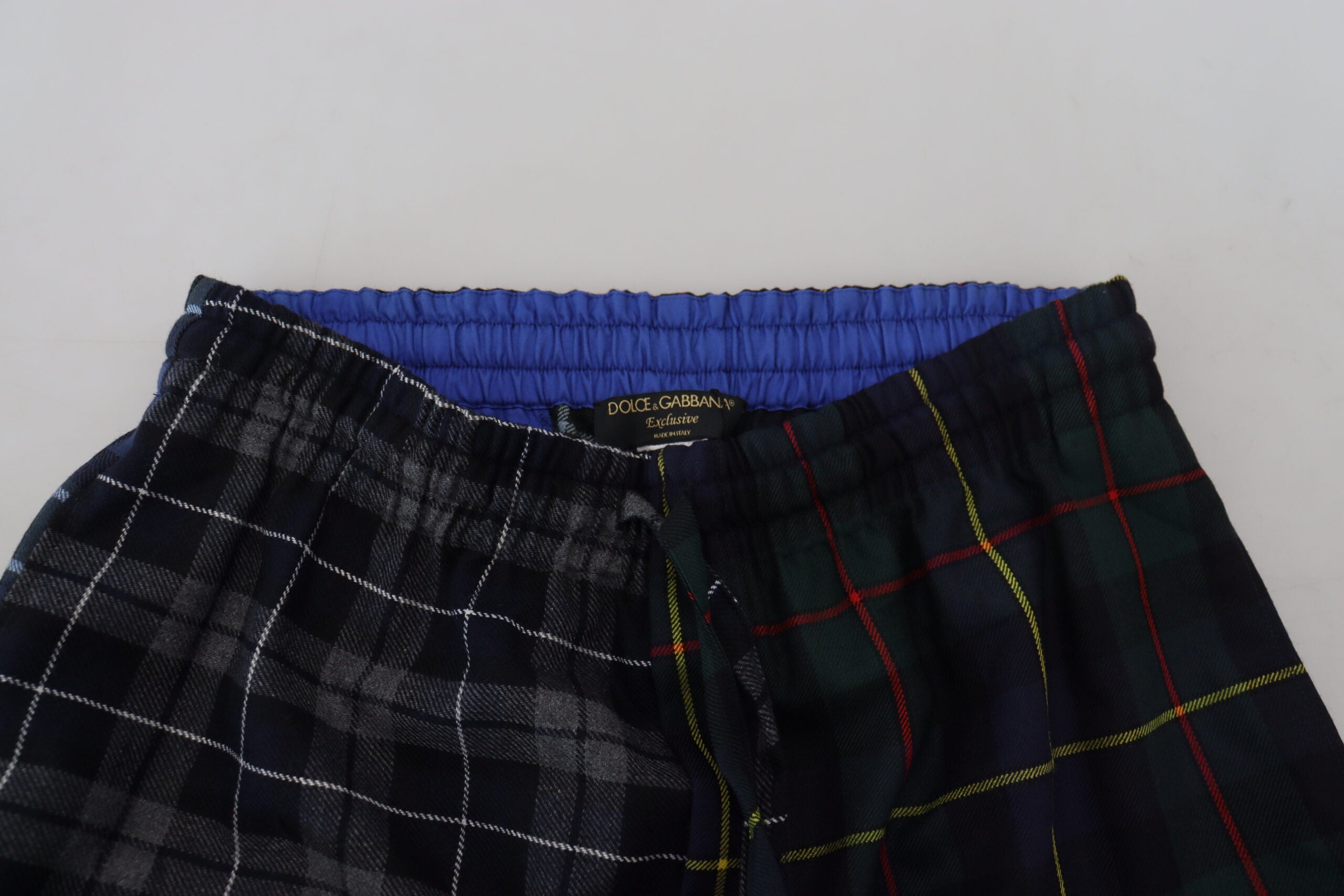 Dolce &amp; Gabbana Multicolor Checkered Wool Men Jogger Pants