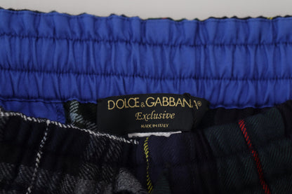 Dolce &amp; Gabbana Multicolor Checkered Wool Men Jogger Pants