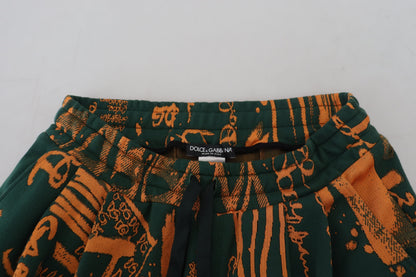 Dolce &amp; Gabbana Multicolor Logo Print Silk Cargo Jogger Pants
