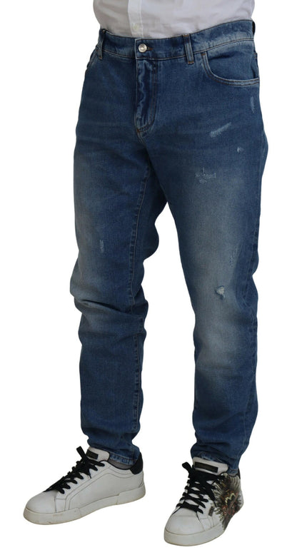Dolce &amp; Gabbana Blue Washed Skinny Cotton Denim Jeans