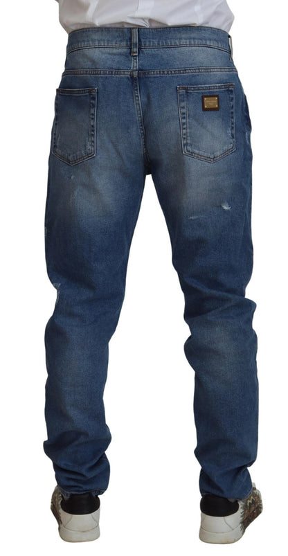 Dolce &amp; Gabbana Blue Washed Skinny Cotton Denim Jeans