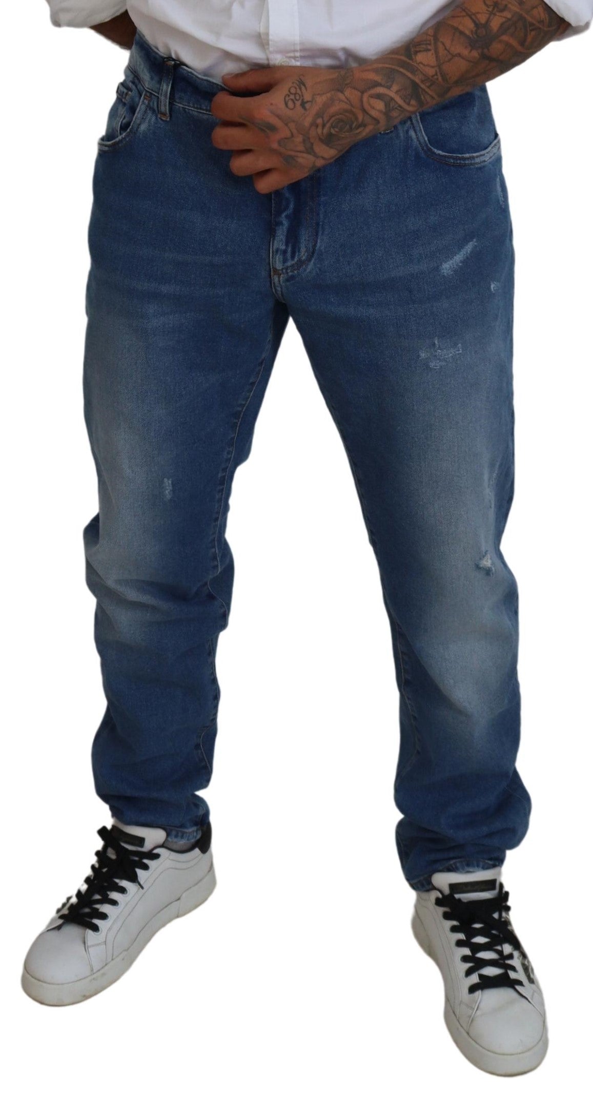 Dolce &amp; Gabbana Blue Washed Skinny Cotton Denim Jeans