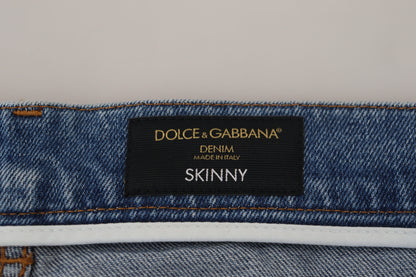 Dolce &amp; Gabbana Blue Washed Skinny Cotton Denim Jeans