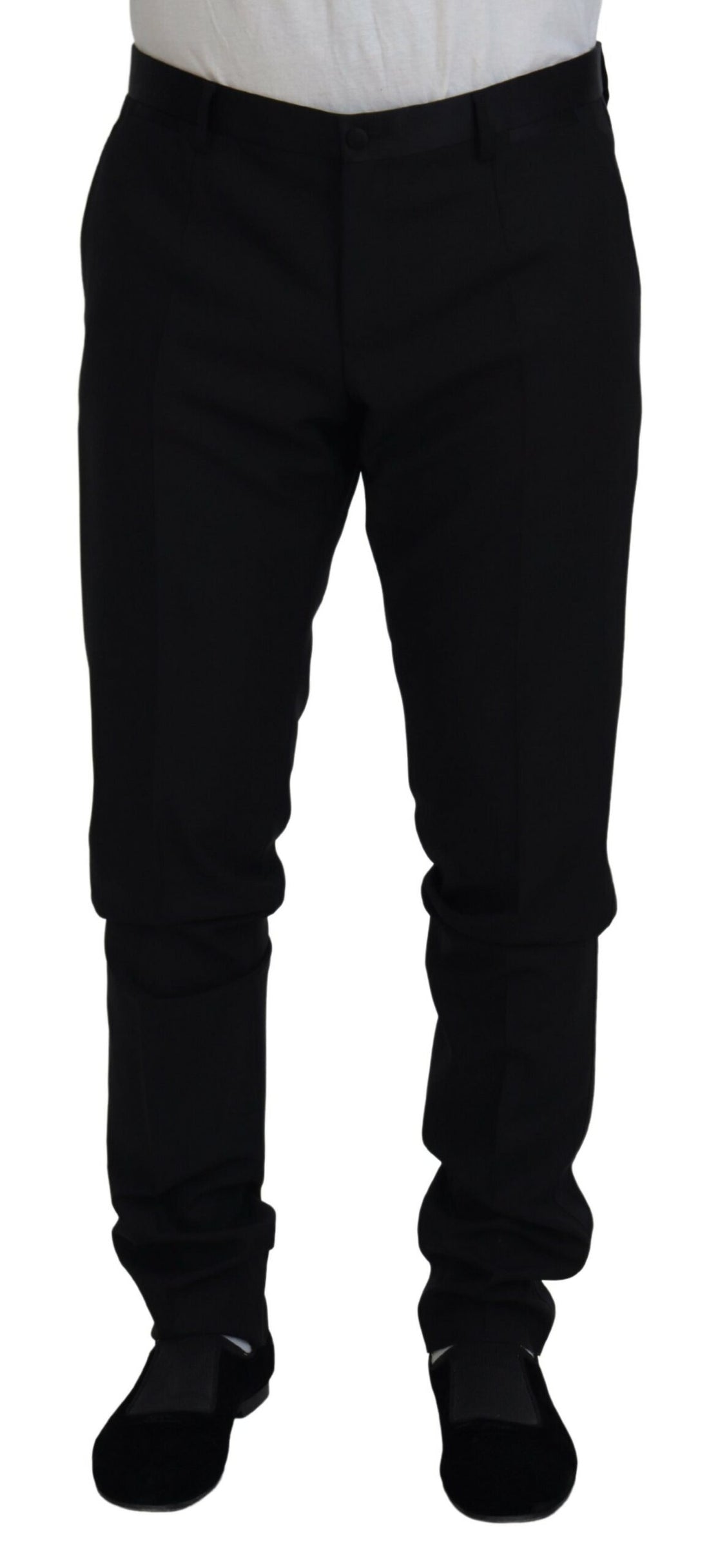 Dolce &amp; Gabbana Black Wool Chino Dress Formal Pants