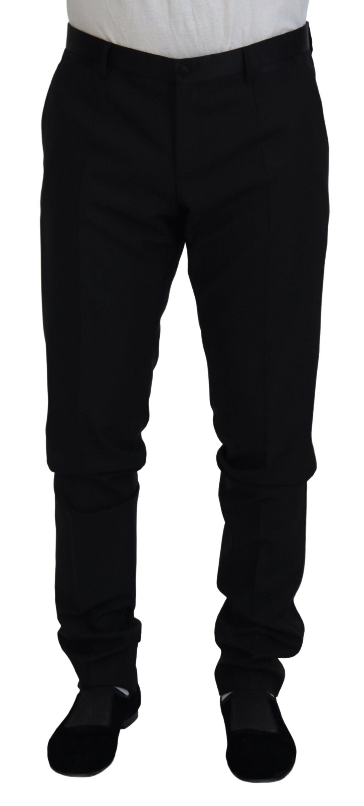 Dolce &amp; Gabbana Black Wool Chino Dress Formal Pants