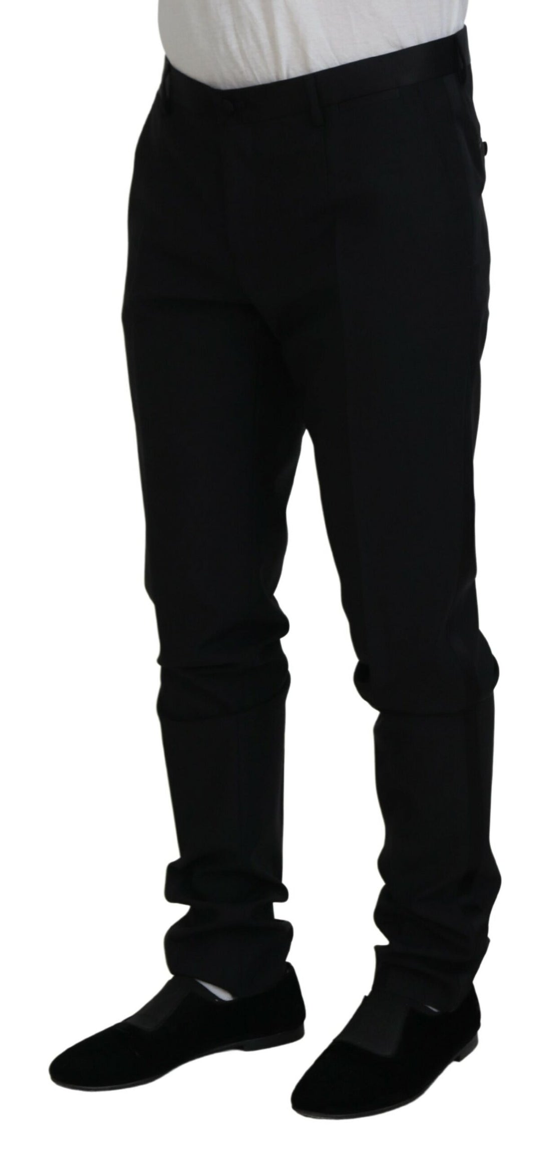 Dolce &amp; Gabbana Black Wool Chino Dress Formal Pants