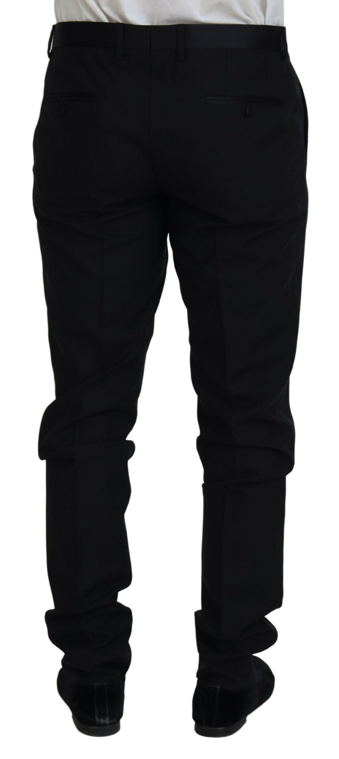 Dolce &amp; Gabbana Black Wool Chino Dress Formal Pants