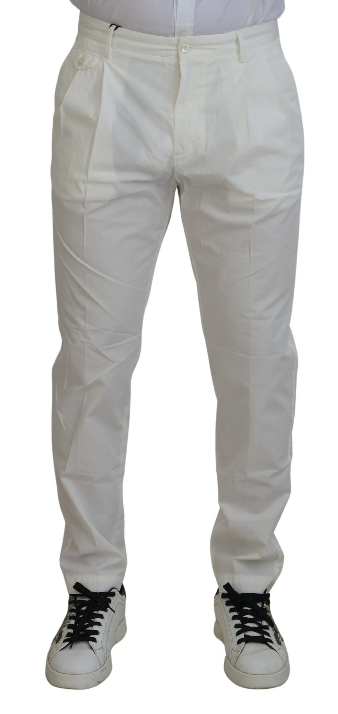 Dolce &amp; Gabbana White Cotton Skinny Chino Pants
