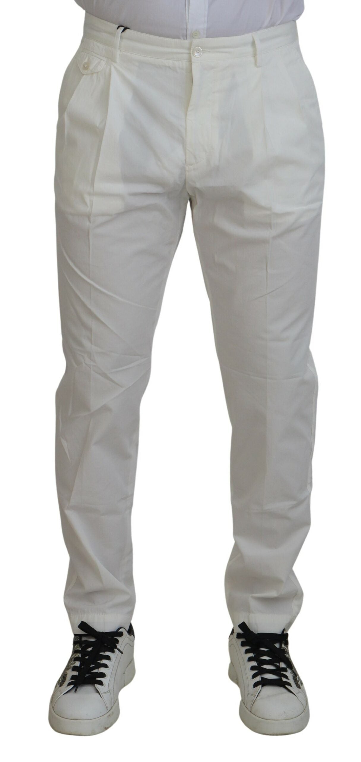 Dolce &amp; Gabbana White Cotton Skinny Chino Pants