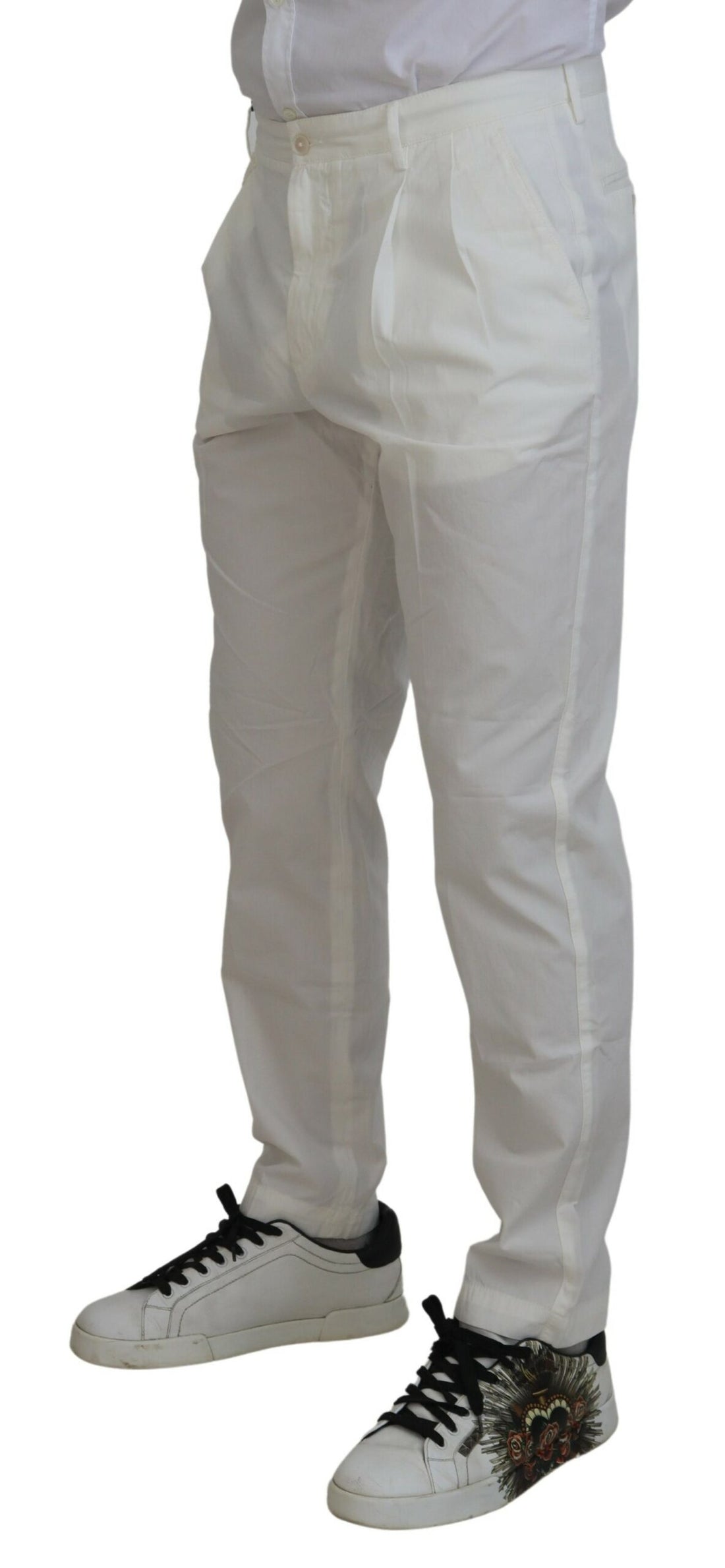 Dolce &amp; Gabbana White Cotton Skinny Chino Pants