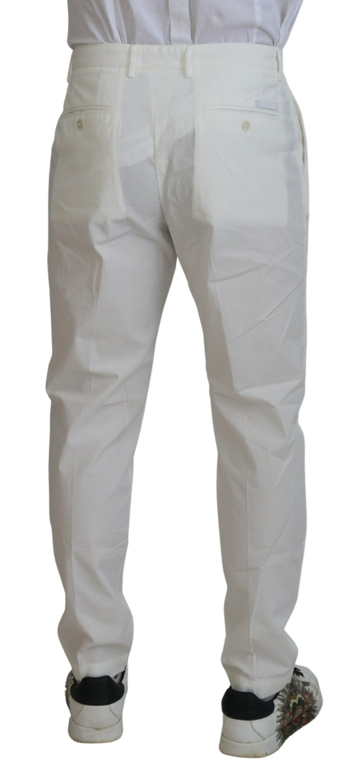 Dolce &amp; Gabbana White Cotton Skinny Chino Pants