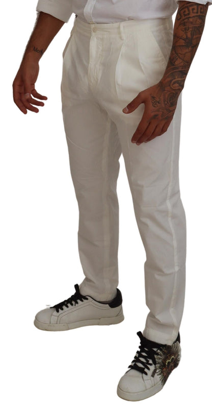 Dolce &amp; Gabbana White Cotton Skinny Chino Pants