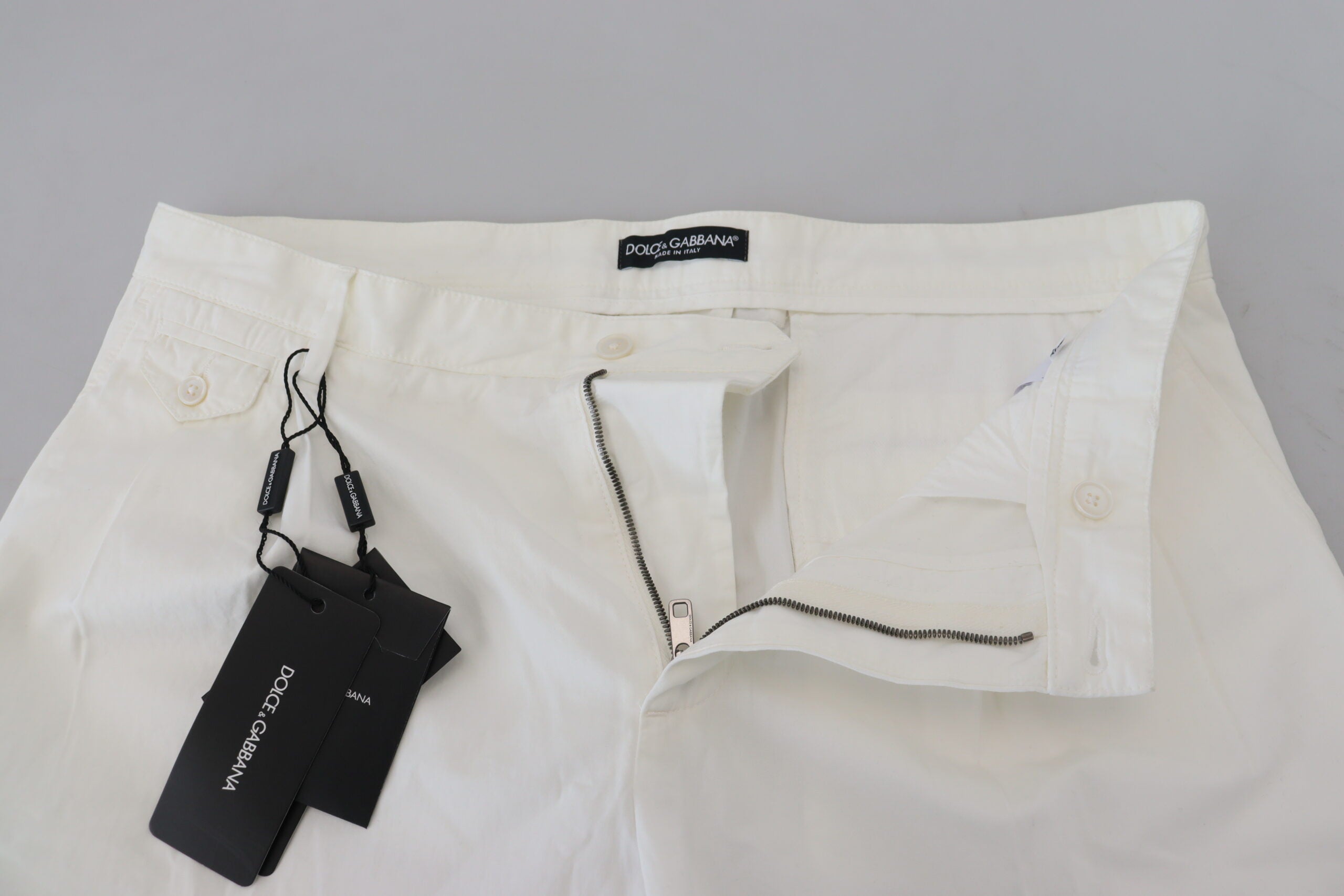 Dolce &amp; Gabbana White Cotton Skinny Chino Pants