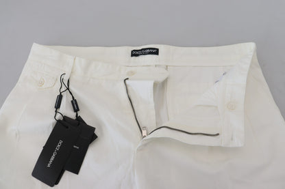 Dolce &amp; Gabbana White Cotton Skinny Chino Pants