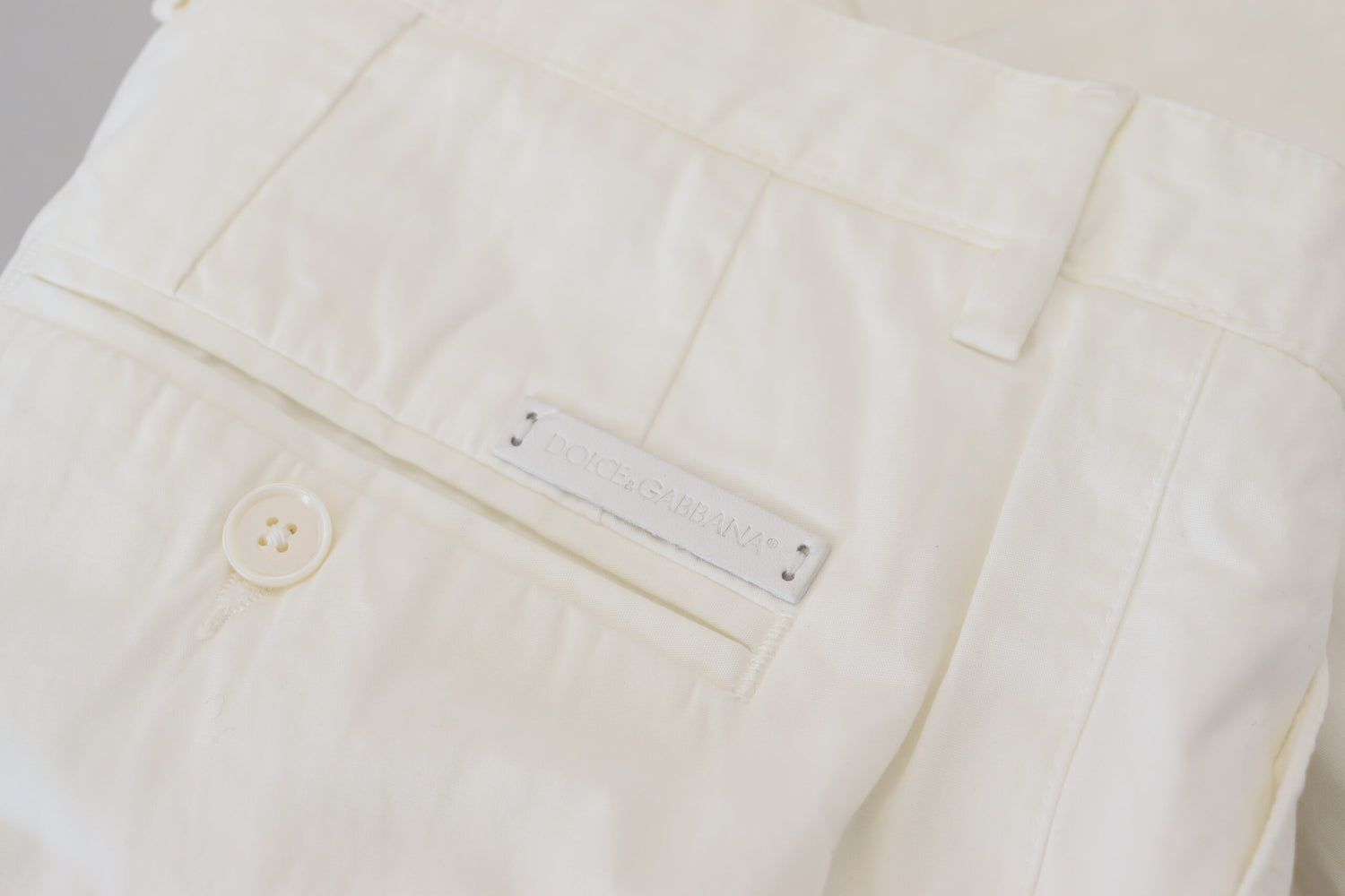 Dolce &amp; Gabbana White Cotton Skinny Chino Pants