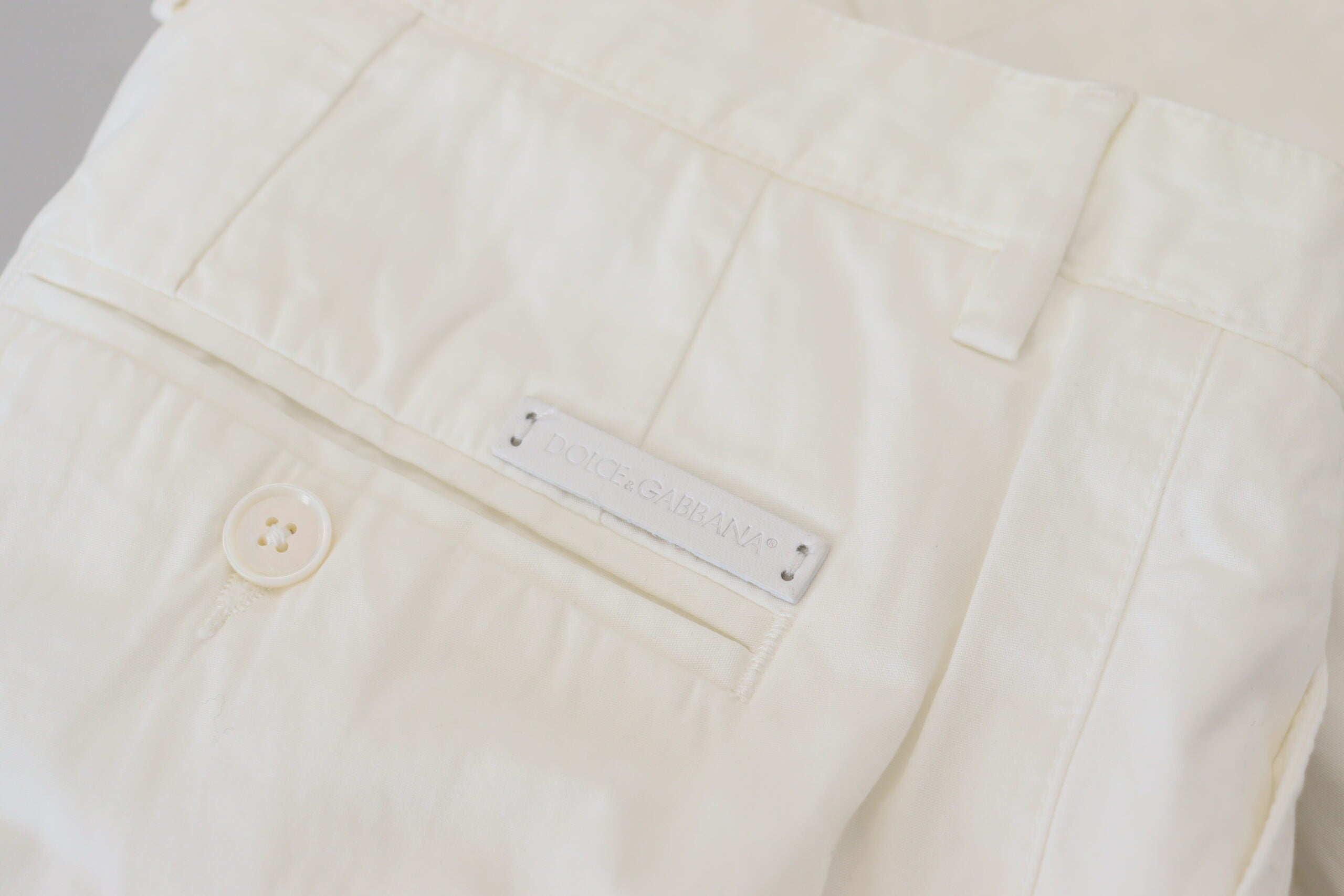 Dolce &amp; Gabbana White Cotton Skinny Chino Pants
