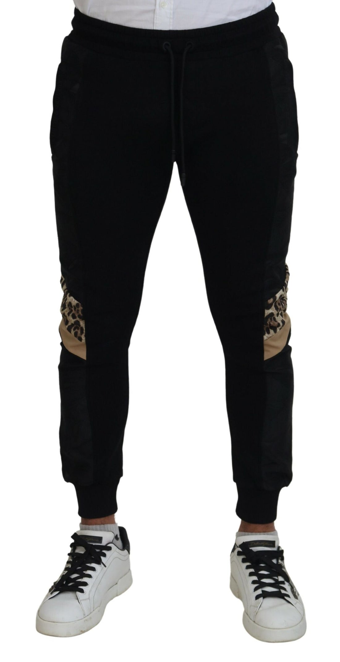 Dolce &amp; Gabbana Black Polyester Skinny Jogger Men Pants