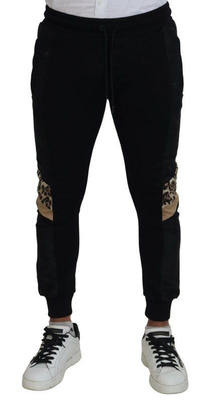 Dolce &amp; Gabbana Black Polyester Skinny Jogger Men Pants