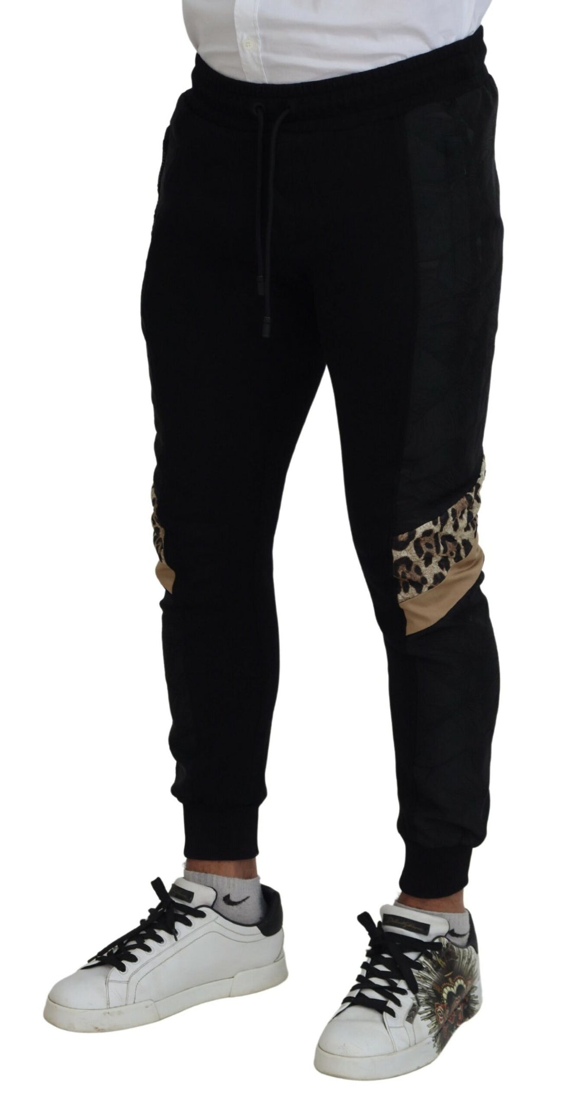 Dolce &amp; Gabbana Black Polyester Skinny Jogger Men Pants