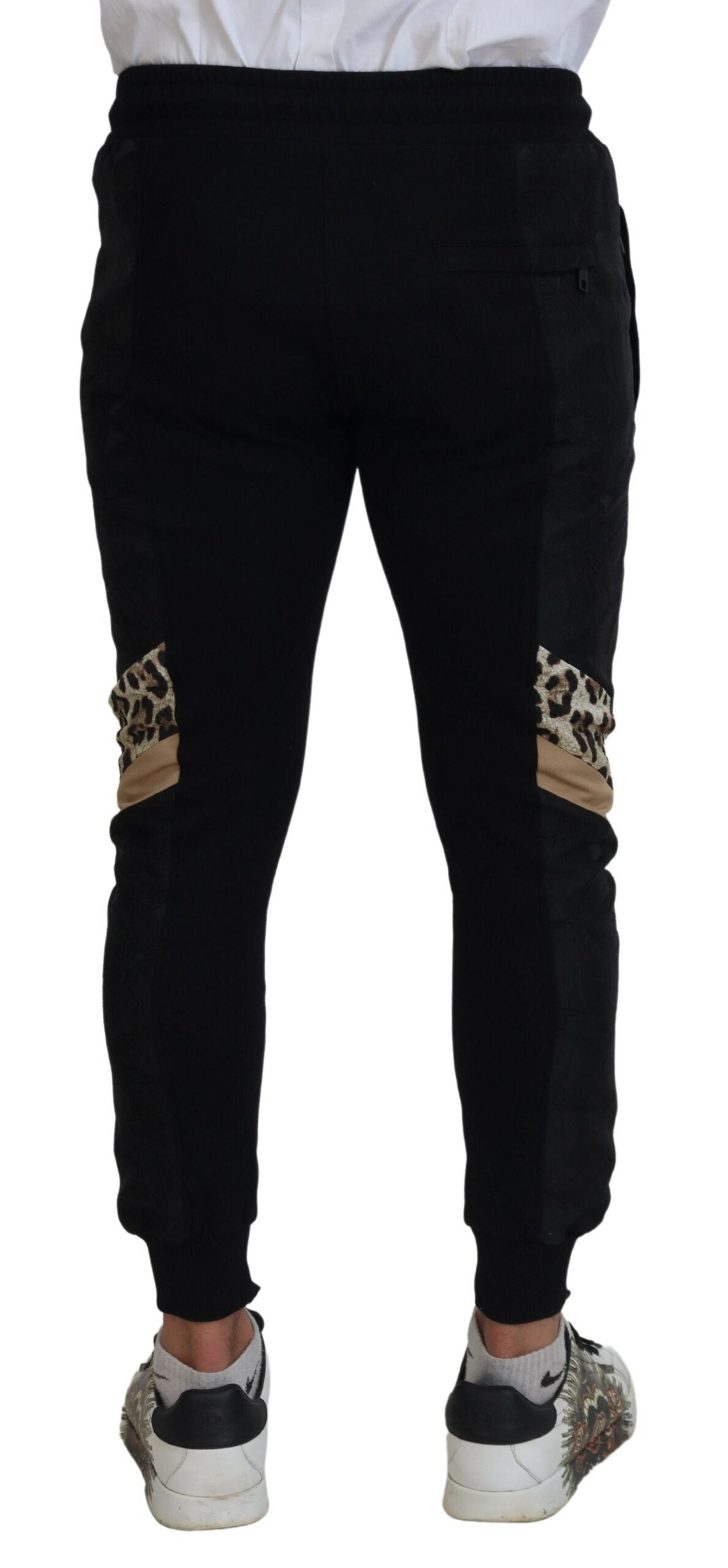 Dolce &amp; Gabbana Black Polyester Skinny Jogger Men Pants